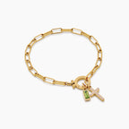 Pulsera con Cruz y Piedra de nacimiento
